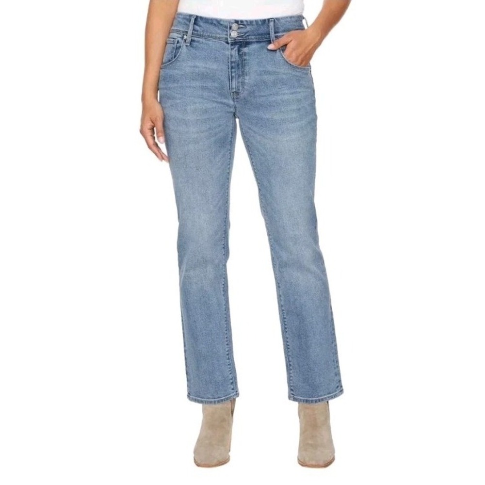 NEW Women's Hudson Midrise Straight Leg Crop Boot Blue Jeans Size 14 Light Wash